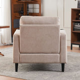 ZUN Beige Upholstered Armchair and Storage Ottoman Set - Comfortable Single Sofa with Cup Holders and W1901P149127