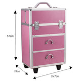 4 Tier Lockable Cosmetic Makeup Train Case with Extendable Trays Pink 80010757