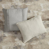 7 Piece Textured Cotton Blend Comforter Set Gray Queen B035128834