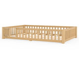 Full Size Bed Floor Bed with Safety Guardrails and Door for Kids, Natural W1580P462323
