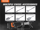 VEVOR Demolition Jack Hammer, 1350 BPM Concrete Breaker 6pcs Chisels Bit Chipping with Case, 2200W T3342P310948