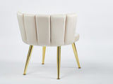 Modern OFF WHITE dining chair with iron tube golden color legs, velvet and comfortable W234P256809