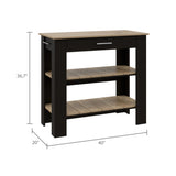 Cala Kitchen Island 40, Two Shelves, One Drawer, Four Legs -Black / Light Oak B07092028
