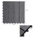12" x 12" Interlocking Deck Tiles, Pack of 11 Outdoor Flooring Patio Tiles-Grey-AS 90447417