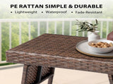 Outdoor Folding Side Table, Patio Rattan Coffee Table with PE Wicker & High-Duty Steel Frame for 50470658