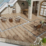 Patio Floor Tiles Pack of 22 WPC Wood-Plastic Composite Patio Deck Tiles DIY Interlocking Decking W206P201290