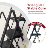 5-step ladder, foldable step stool with tool tray and wide non slip pedals, sturdy steel ladder, W2717P257603