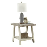 Athens Contemporary Two-Tone Wood Shelf End Table in Weathered Gray and Beige 06467700