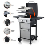 ZUN 2-Burner Propane Gas BBQ Grill, SS Plancha, 24600BTU Output With Wire Enamel Cooking Grids For W2938P208387