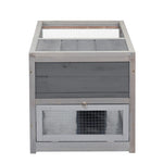 ZUN 2-story Wooden Rabbit Cage, Bunny Hutch with Ladder, Openable Roof and Removable Tray, Gray W2181P153011