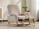 Modern Accent Rocking Chair Rocking Chair with Solid Wood Legs, Upholstered Nursery Glider Rocker, 00466721