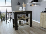 Cala Kitchen Island 40, Two Shelves, One Drawer, Four Legs -Black / Light Oak B07092028