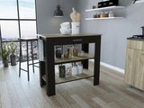 Cala Kitchen Island 40, Two Shelves, One Drawer, Four Legs -Black / Light Oak B20092028