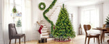 6FT Grass Green Christmas Tree, Large Branches Pine Tree, Pre-Lit Set with Tree & Garland & Wreath, N704P198445F