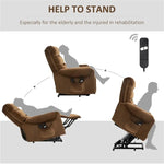 ZUN Brown Velvet Recliner Chair,Power Lift Chair with Vibration Massage, Remote Control 50283398