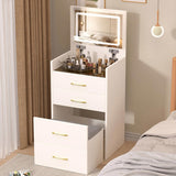 3 in 1 Vanity Desk with open Top Mirror,Small Make Up Vanity Set with Visible Glass Desktop,Compact W509P238992