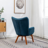 Leiria Contemporary Silky Velvet Tufted Accent Chair with Ottoman, Blue T2574P164272