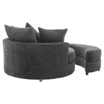 ZUN Orisfur. 360&deg; Swivel Accent Barrel with Storage Ottoman & 4 Pillows, Modern Chenille Leisure WF323718AAE