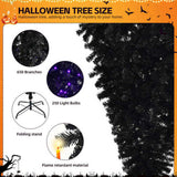 6 FT Pre-lit Upside Down Artificial Christmas Tree, Black Halloween Tree with 250 Purple Lights 38631116