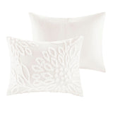 King/Cal King 3 Piece Tufted Cotton Chenille Floral Duvet Cover Set B035129182