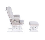 ZUN Mason Glider and Ottoman White Wood and Woven Gray Fabric B022P174720