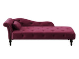 Aijia 60.6" Velvet Chaise Lounge Buttons Tufted Nailhead Trimmed Solid Wood Legs with 1 W111738366