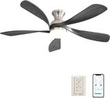 ZUN 52 Inch Ceiling Fan with Dimmable 3 Colors LED Light Reversible Noiseless DC Motor Smart APP Remote W934P147643