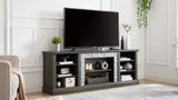 ZUN Large TV Stand TV Desk Rack with Faux Stacked Stone Surround,Media Console Table with Large W1758P187680