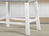 Morovo Set of 2 Velvet Counter Height Stools with Tufted Saddle Seats, White-Wash Finish, Gray T2574P164822