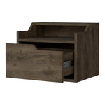 ZUN Nolan Dark Brown Dual-Shelf Display Floating Nightstand B062P175146