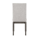 ZUN Dining Chairs 2pc Set Beige Fabric Upholstered Seat and Back Nailhead Trim Gray Finish Wood Frame B011113078