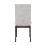 ZUN Dining Chairs 2pc Set Beige Fabric Upholstered Seat and Back Nailhead Trim Gray Finish Wood Frame B011113078