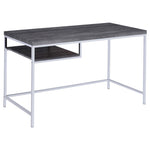 ZUN Weathered Grey and Chrome Rectangular Writing Desk B062P153658