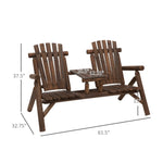 ZUN Wood Patio Chair Bench with Center Coffee Table/Garden chairs/courtyard chairs 98059382