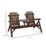 ZUN Wood Patio Chair Bench with Center Coffee Table/Garden chairs/courtyard chairs 98059382