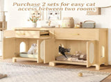 Cat Litter Box Enclosure, Hidden Cat Litter Box Furniture with Scratching Board Doors and Storage 01636746