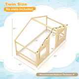 Twin-Size Kids House Natural Floor Bed- 82"x42"x51" Size, LED Light Strip for 96035505