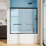 60" W x 57" H Aluminum Frame Double Sliding Shower Door, Soft-Close Matte Black Bathtub Door, 1/4" W3377P308205
