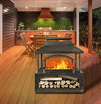 ZUN 37-Inch Rectangular Metal Outdoor Wood place - Outdoor Fireplace with Built-in Log 58403739