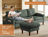 Convertible Combination Sofa Sofa L-Shaped Sofa with Footstools with Storage, Green Sofa for Living W2012P318978