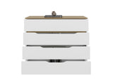 Drawer Dresser 35"H, Four Drawers, Superior Top, White / Light Oak B097132891