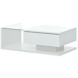 ON-TREND Modern Coffee Table with Tempered Glass, Wooden Cocktail Table with WF303936AAK