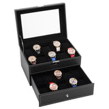 Watch Box 20 Mens Case Glass Top Display Organizer Lockable Black 38015822