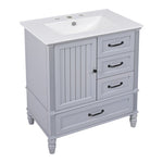 ZUN 30" Bathroom Vanity with Sink, Bathroom Cabinet with A Door, Three Drawers, Solid Wood Legs & MDF N759P207656E