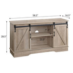 ZUN Oak TV Stand with 2 Sliding Barn Doors B062P182853