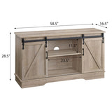 ZUN Oak TV Stand with 2 Sliding Barn Doors B062P182853