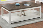 ZUN 1pc Farmhouse Style Brown Coffee Table with White Base Rectangular Table Top Comes with Casters B011P245448