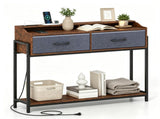 Industrial Console Table with Charging Station, Narrow Entryway Table with 2 AC Outlets USB & Type-C 42994255