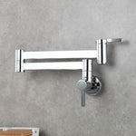 ZUN Brass Wall Mounted Foldable Faucet Double Handles Fuacet Cold Water Kitchen Tap Chrome 68951116