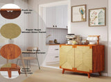 Mid Century Boho Freestanding Accent Cabinet, Handmade Paper Rope Woven Push-to-Open Double Doors, , W2557P515200